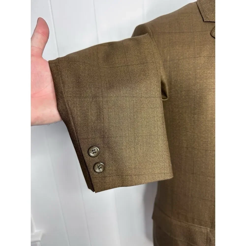 Vintage 70s-80s Anderson Little Brown Windowpane Checkered Blazer Mens 37R Union